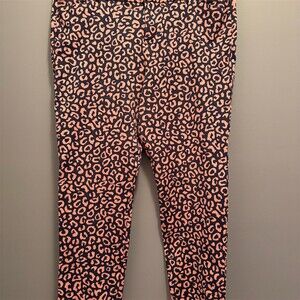 Old Navy Pixie Ankle Pants Womens Size 14 Navy Pink Leopard Print Stretch